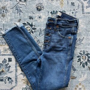 Madewell 10” High Rise Front Button Skinny Jeans Cordova Wash 24P